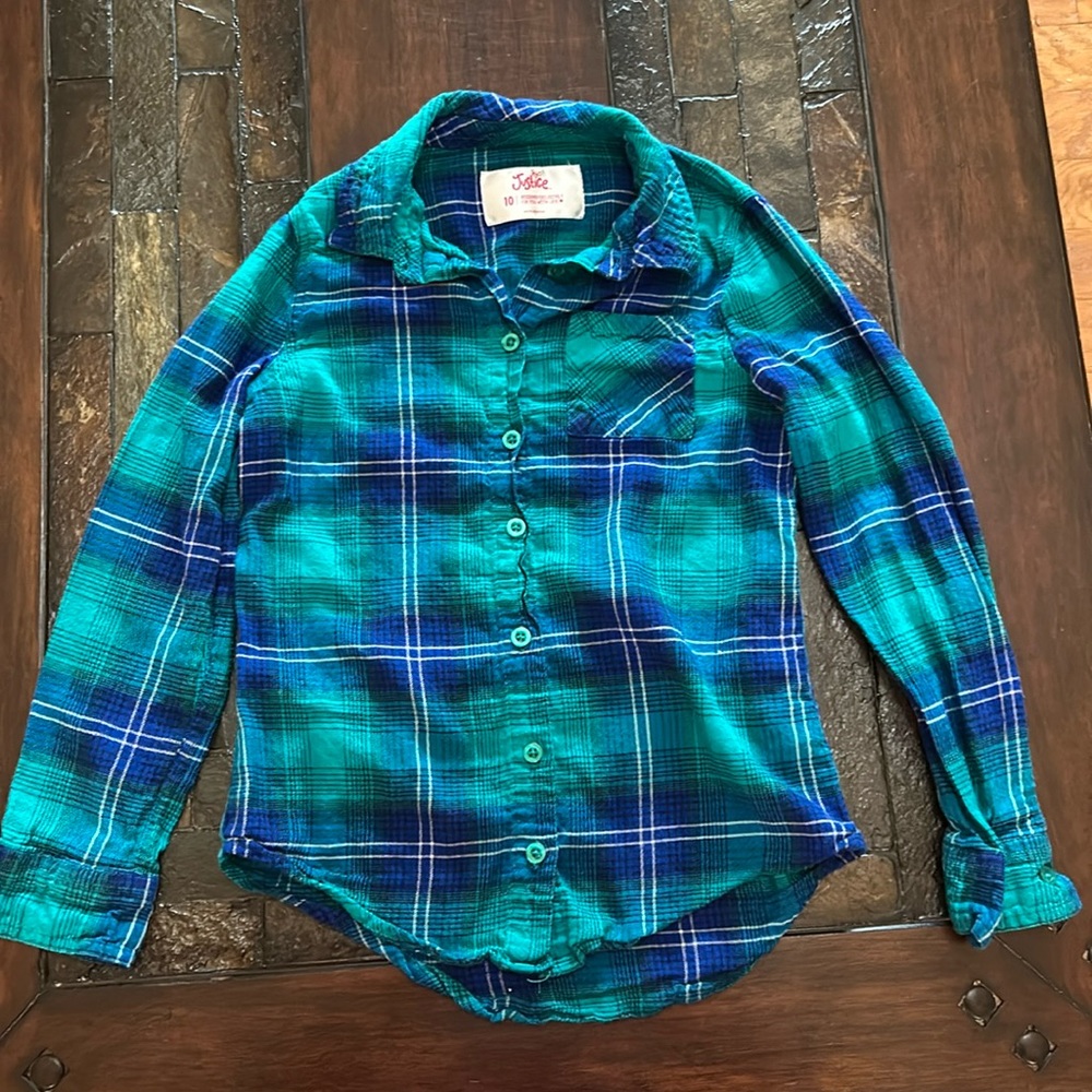 Justice Plaid Top